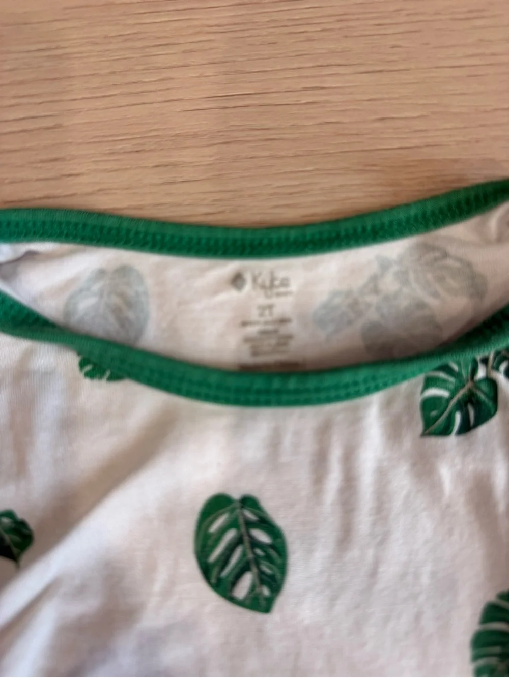 Kyte BABY White Pajama Set with Green Leaf Print | 2T